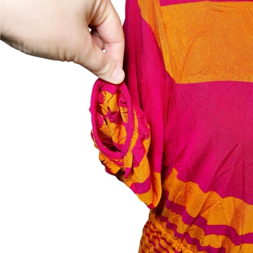 Calvin‎ Klein Striped Pink Orange Drawstring Waist Casual Dress - Picture 5 of 15